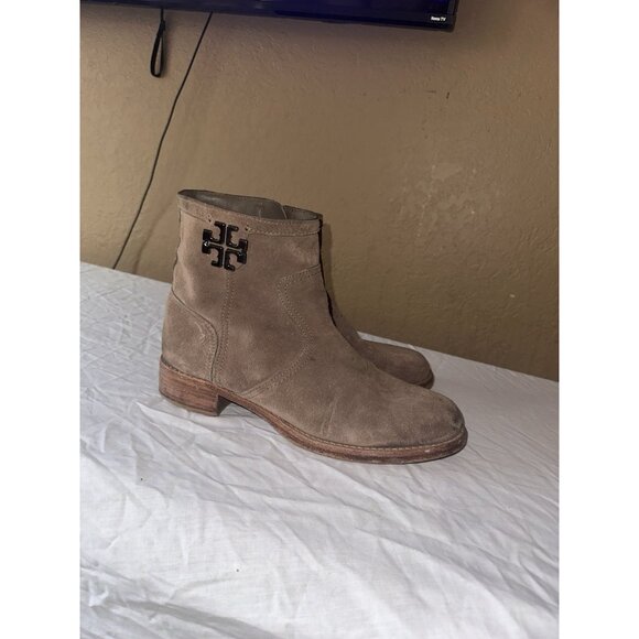 Tory Burch Womens Eloise Short Brown Suede Zip Up Booties Ankle Boots Sz 11m - Picture 2 of 6